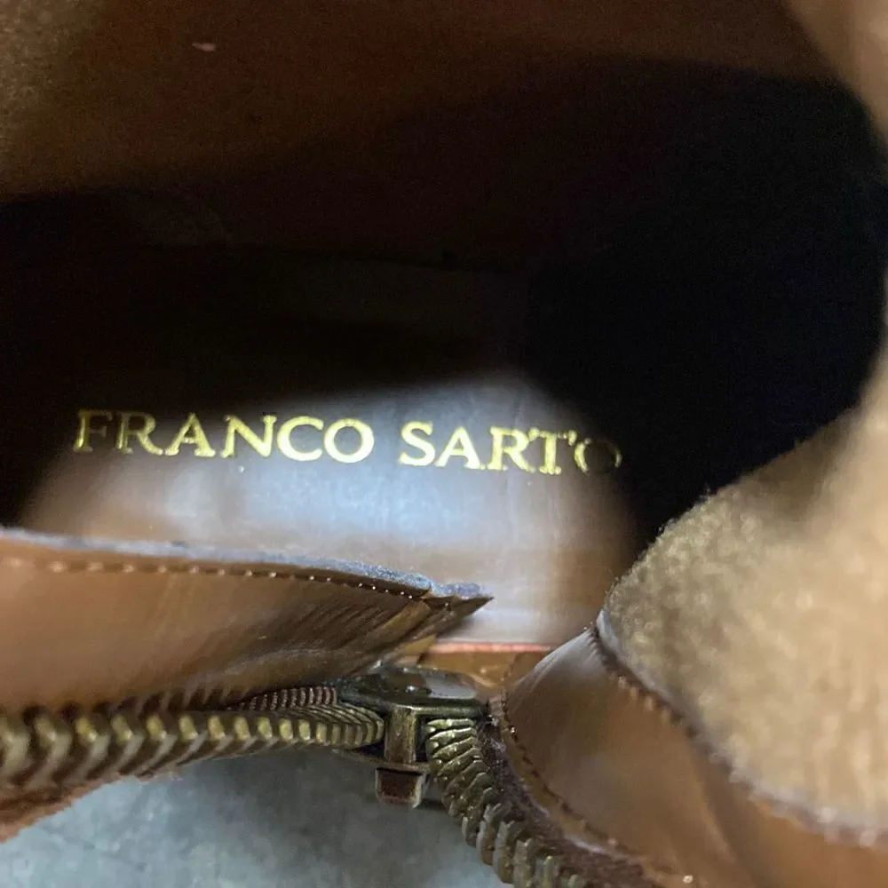 Franco Sarto Pebbled Tan Leather Tall Riding Boot Size 6.5